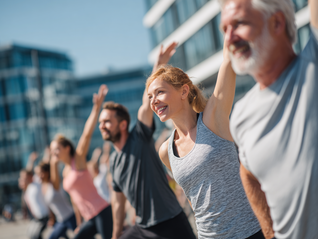 Antrenament fitness cu grupa mixtă de vârste